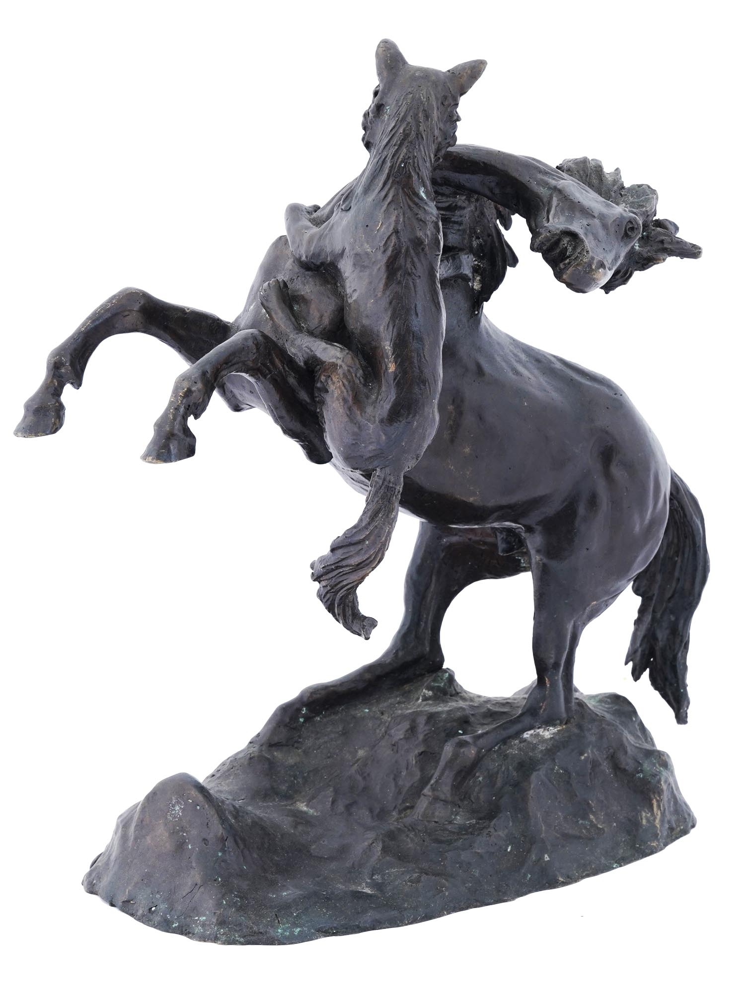 ATTACK SCENE WITH WOLF AND HORSE BRONZE SCULPTURE PIC-0